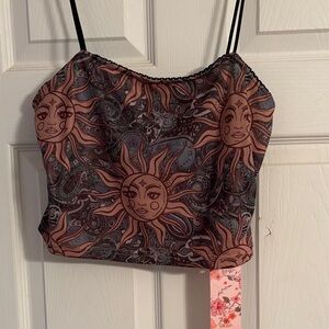 SHEIN Black and Brown Sun Pattern Camisole